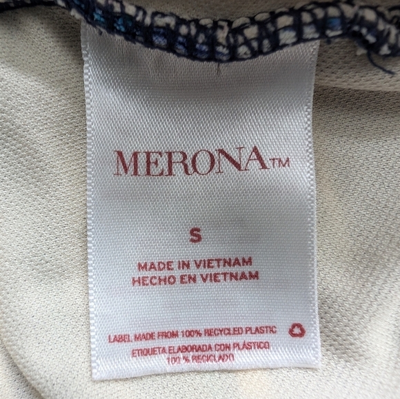 Ruched Swimsuit One Piece Shirred Front Slimming Blue Striped Size Small - Picture 3 of 7